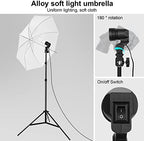 Photography Lighting kit with Backdrops, 8.5x10ft Backdrop Stands, UL Certified 5500K 800W Equivalent 25W LED, alternate view