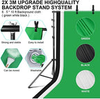 Photography Lighting kit with Backdrops, 8.5x10ft Backdrop Stands, UL Certified 5500K 800W Equivalent 25W LED, alternate view