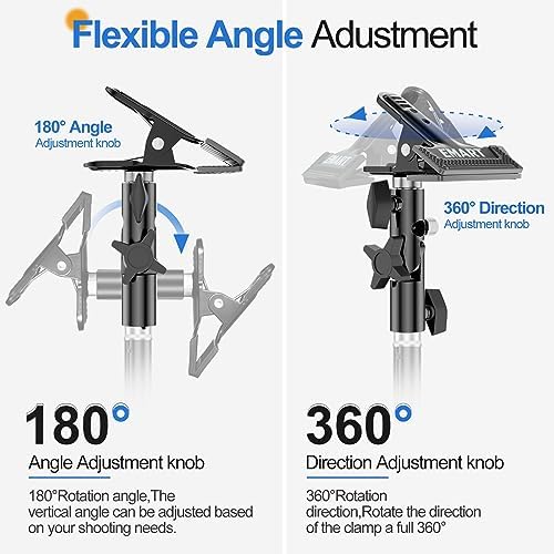 Photography Reflector Holder, Photo Video Studio 5/8" Heavy Duty Metal Clamp Attachment, Light Stand Clip Mount, alternate