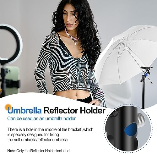Photography Reflector Holder, Photo Video Studio 5/8" Heavy Duty Metal Clamp Attachment, Light Stand Clip Mount, alternate