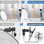 Photography Reflector Holder, Photo Video Studio 5/8" Heavy Duty Metal Clamp Attachment, Light Stand Clip Mount, alternate
