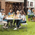 Picnic Table Set with 2 Benches, 6 Feet Camping Table Chair Set,3-Piece Folding Furniture for Indoor or Outdoor, alternate