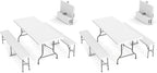 Picnic Table Set with 2 Benches, 6 Feet Camping Table Chair Set,3-Piece Folding Furniture for Indoor or Outdoor