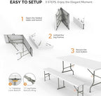 Picnic Table Set with 2 Benches, 6 Feet Camping Table Chair Set,3-Piece Folding Furniture for Indoor or Outdoor, alternate