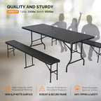 Picnic Table Set with 2 Benches, 6 Feet Camping Table Chair Set, alternate view 5