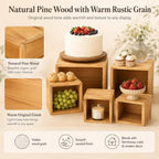 Pine Wood Buffet Risers Multi-Size Food Display Stands 8 Pack in Golden, alternate view 3