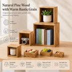 Pine Wood Buffet Risers Multi-Size Food Display Stands 8 Pack in Golden, alternate view 5