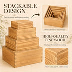 Pine Wood Buffet Risers Multi-Size Food Display Stands 8 Pack in Golden, alternate view 7