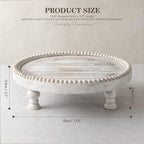 Pine Wood Round Display Riser with Bead for Room Decor, Deep Natural in Deep Natural, alternate view 2