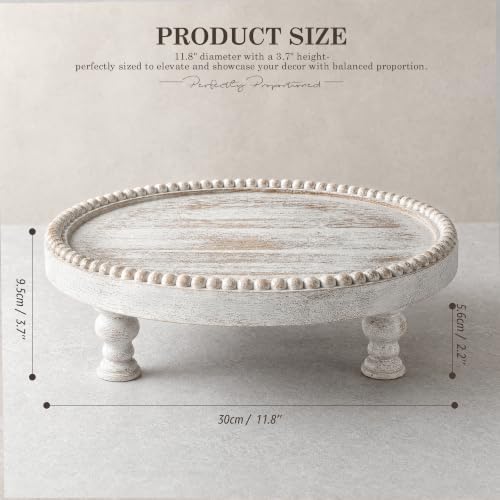 Pine Wood Round Display Riser with Bead for Room Decor, Deep Natural in Deep Natural, alternate view 2