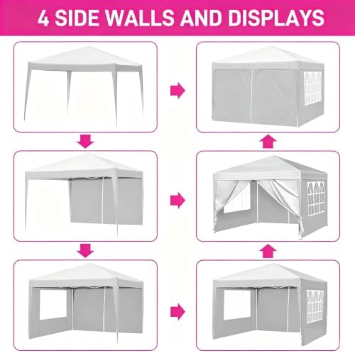 Pink 10x10 Pop-up Outdoor Backyard Party Tent with 4 Sidewalls, alternate view 5