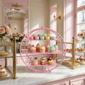 Pink 3 Tier Metal Cupcake Stand Tiered Dessert Display Serving Tray in Pink