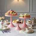 Pink 3Pcs Metal Round Cake Stand Set 8/10/12 Inch Dessert Display in Pink