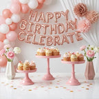 Pink 3Pcs Metal Round Cake Stand Set 8/10/12 Inch Dessert Display in Pink, alternate view 3