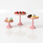 Pink 3Pcs Metal Round Cake Stand Set 8/10/12 Inch Dessert Display in Pink, alternate view 6