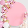 Pink 6.6FT Round Arch Polyester Backdrop Cover for Wedding, Party & Ceremony Decor