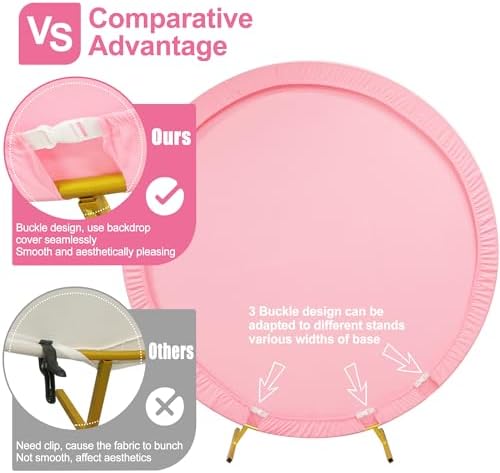 Pink 6.6FT Round Arch Polyester Backdrop Cover for Wedding, Party & Ceremony Decor, alternate view 4