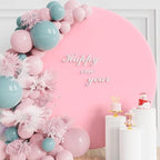 Pink 6.6FT Round Arch Polyester Backdrop Cover for Wedding, Party & Ceremony Decor, alternate view 5