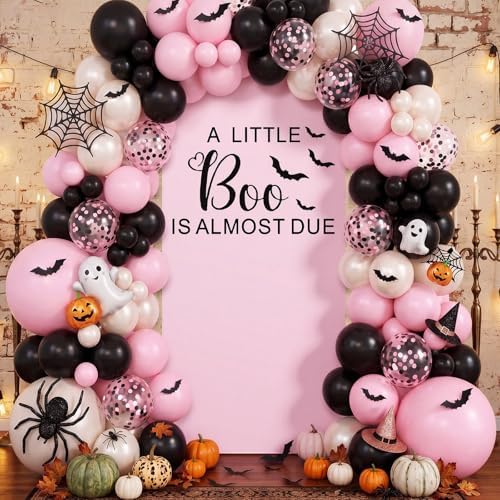 Pink a Little Boo is Almost Due Halloween Baby Shower Decor in 6.6 ft in Pink