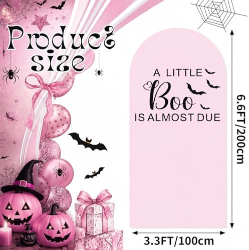 Pink a Little Boo is Almost Due Halloween Baby Shower Decor in 6.6 ft in Pink, alternate view 3