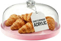 Pink Acrylic Cake Stand with Dome Cover, Metal Pie Tray, 11.5 in in Pink
