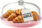 Pink Acrylic Cake Stand with Dome Cover, Metal Pie Tray, 11.5 in in Pink