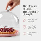 Pink Acrylic Cake Stand with Dome Cover, Metal Pie Tray, 11.5 in in Pink, alternate view 5