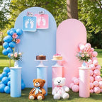 Pink and Blue Arch Cover 2 Set- 7.2 and 6ft Gender Reveal Arch Backdrop Cover Spandex Arch Stand Covers for Baby