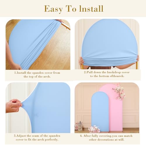 Pink and Blue Arch Cover 2 Set- 7.2 and 6ft Gender Reveal Arch Backdrop Cover Spandex Arch Stand Covers for Baby, alternate