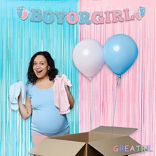 Pink and Blue Party Photo Backdrop - 3.2ft X 8.2ft - 2 Packs, alternate view 3