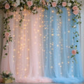 Pink and Blue Tulle Backdrop Curtain with Lights for Decor, 10x10FT in 10x10FT