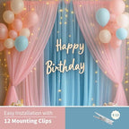 Pink and Blue Tulle Backdrop Curtain with Lights for Decor, 10x10FT in 10x10FT, alternate view 7