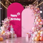 Pink and Hot Pink Arch Cover 2 Set - 7.2FT and 6FT Arch Backdrop Cover Spandex Fitted Wedding Arch Stand Covers
