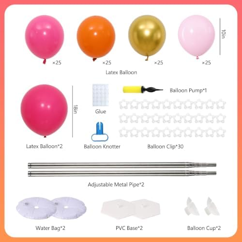 Pink and Orange Balloons Column Stand Kit 2 Sets Balloon Tower, alternate view 3