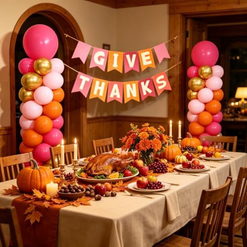 Pink and Orange Balloons Column Stand Kit 2 Sets Balloon Tower, alternate view 4