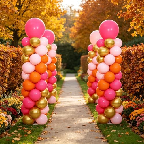 Pink and Orange Balloons Column Stand Kit 2 Sets Balloon Tower, alternate view 5