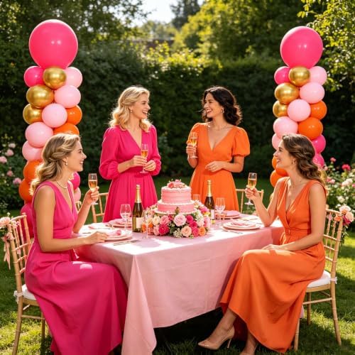 Pink and Orange Balloons Column Stand Kit 2 Sets Balloon Tower, alternate view 7