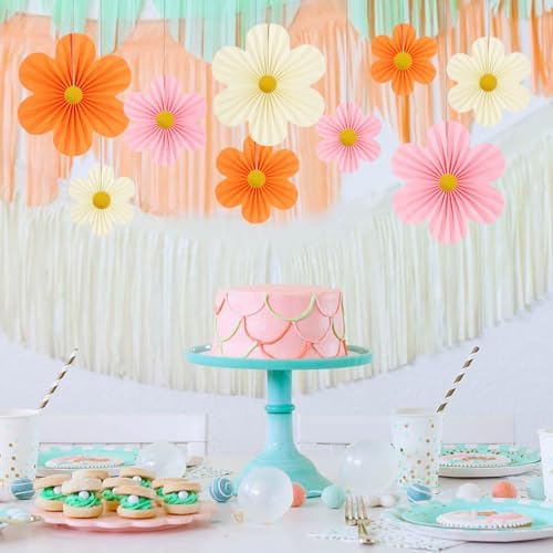 Pink and Orange Party Decorations Paper Flowers Decorations for Wall, alternate view 2
