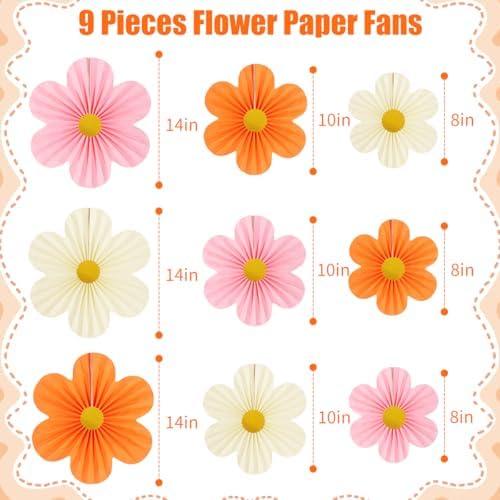 Pink and Orange Party Decorations Paper Flowers Decorations for Wall, alternate view 3