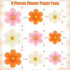 Pink and Orange Party Decorations Paper Flowers Decorations for Wall, alternate view 3