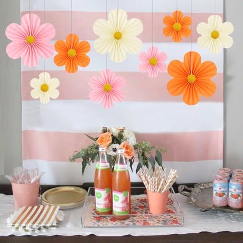 Pink and Orange Party Decorations Paper Flowers Decorations for Wall, alternate view 5