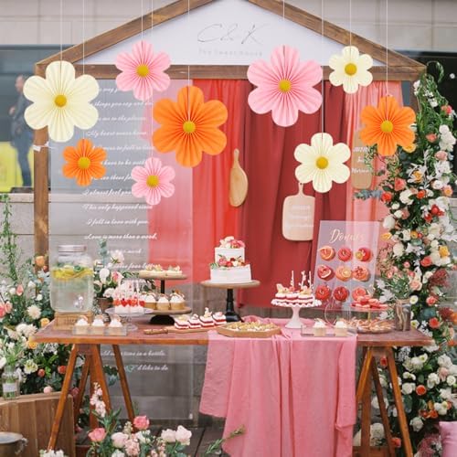 Pink and Orange Party Decorations Paper Flowers Decorations for Wall, alternate view 6