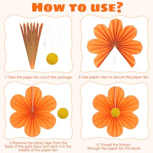 Pink and Orange Party Decorations Paper Flowers Decorations for Wall, alternate view 7