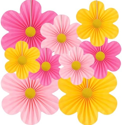 Pink and Yellow Party Decorations Paper Flowers Decorations for Wall