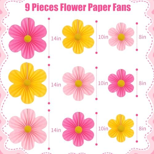 Pink and Yellow Party Decorations Paper Flowers Decorations for Wall, alternate view 3