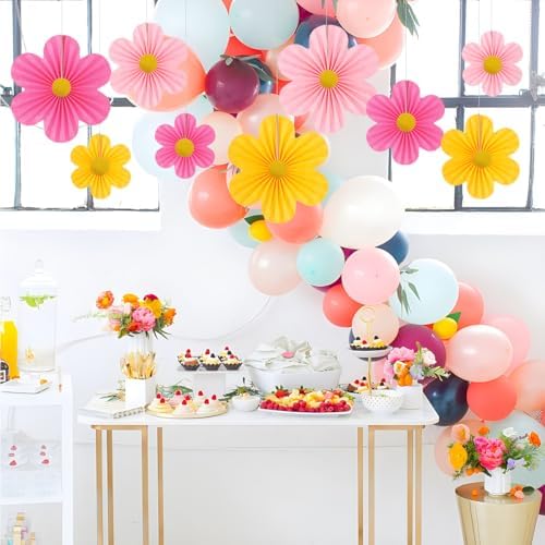 Pink and Yellow Party Decorations Paper Flowers Decorations for Wall, alternate view 5