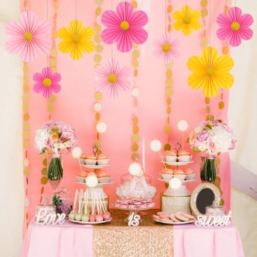 Pink and Yellow Party Decorations Paper Flowers Decorations for Wall, alternate view 6