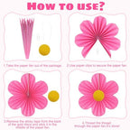 Pink and Yellow Party Decorations Paper Flowers Decorations for Wall, alternate view 7