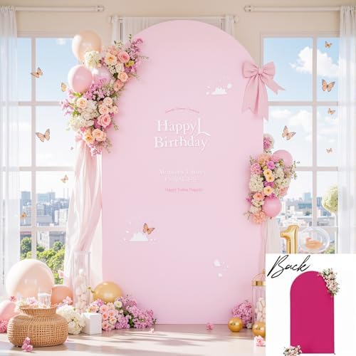 Pink Arch Backdrop Cover 7.2FT Party Wedding Arch Covers Stretchy Backdrop Baby Shower Bridal Shower Photo