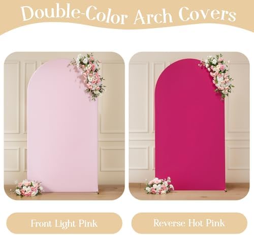 Pink Arch Backdrop Cover 7.2FT Party Wedding Arch Covers Stretchy Backdrop Baby Shower Bridal Shower Photo, alternate view 2